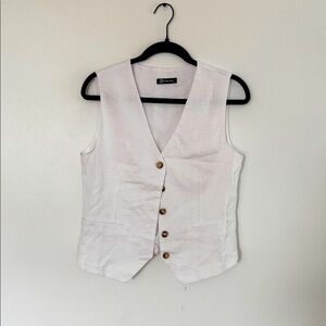 Women's White Buttoned Vest